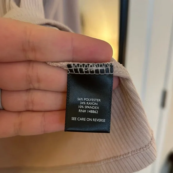 Rib knit Beige Long Sleeve Top - Picture 5 of 6